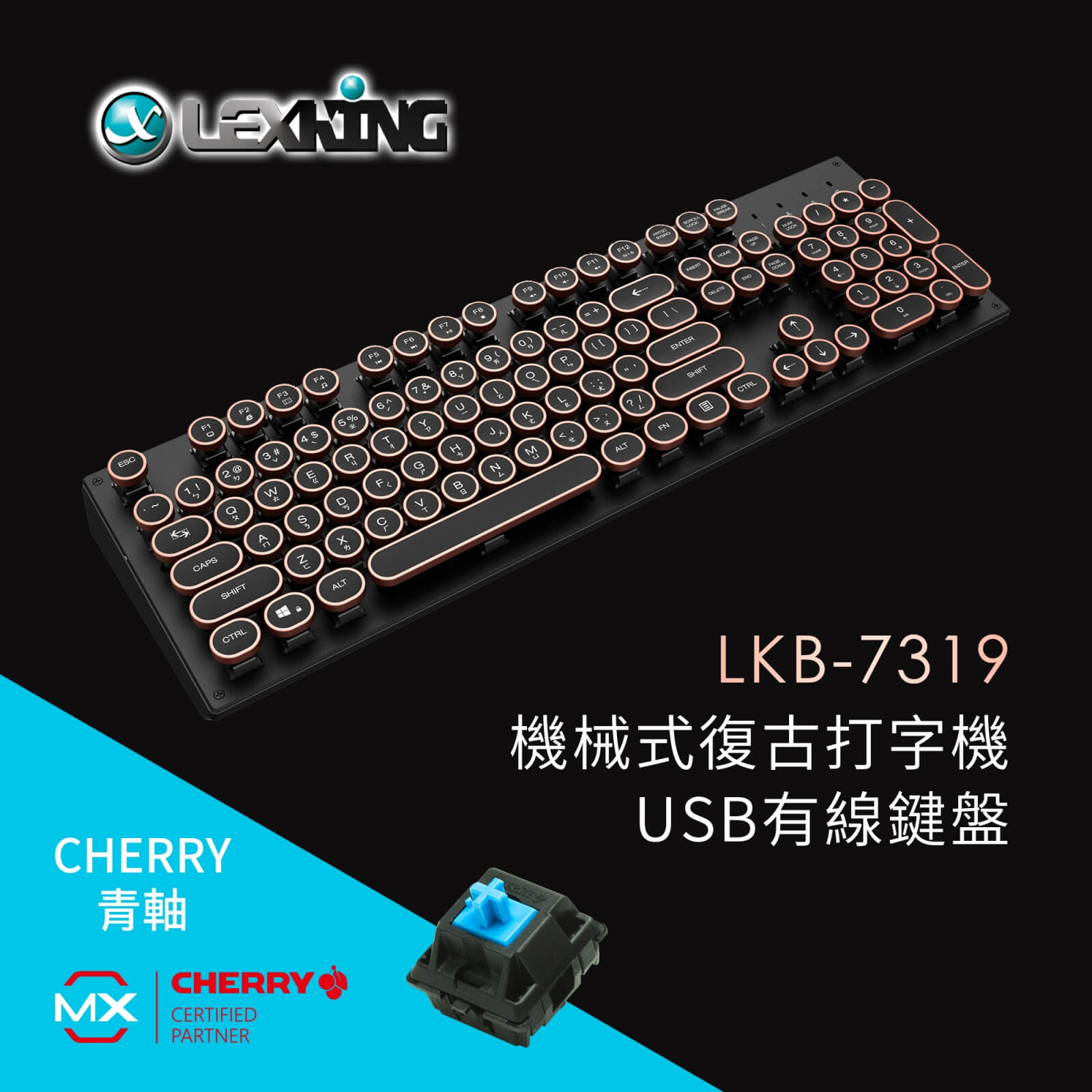 LKB-7319(B) 打字機鍵盤/Cherry 青軸-Products-視博通